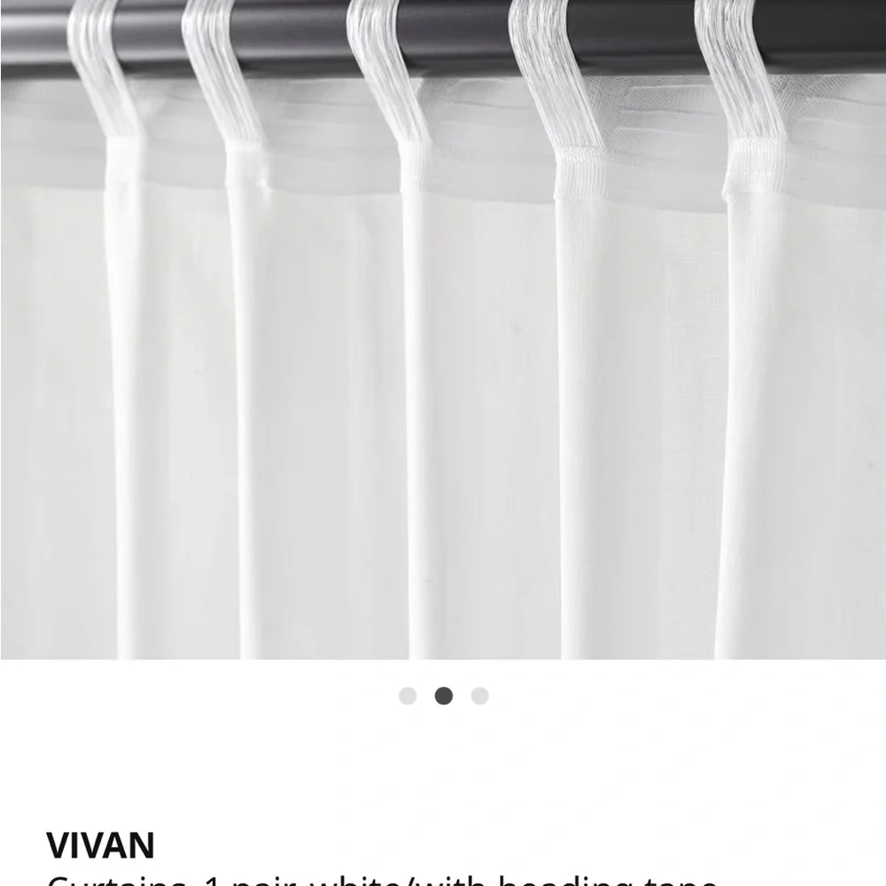 New IKEA Vivan White Pack of 2 Panels Curtains Semi-Sheer 1 Pair